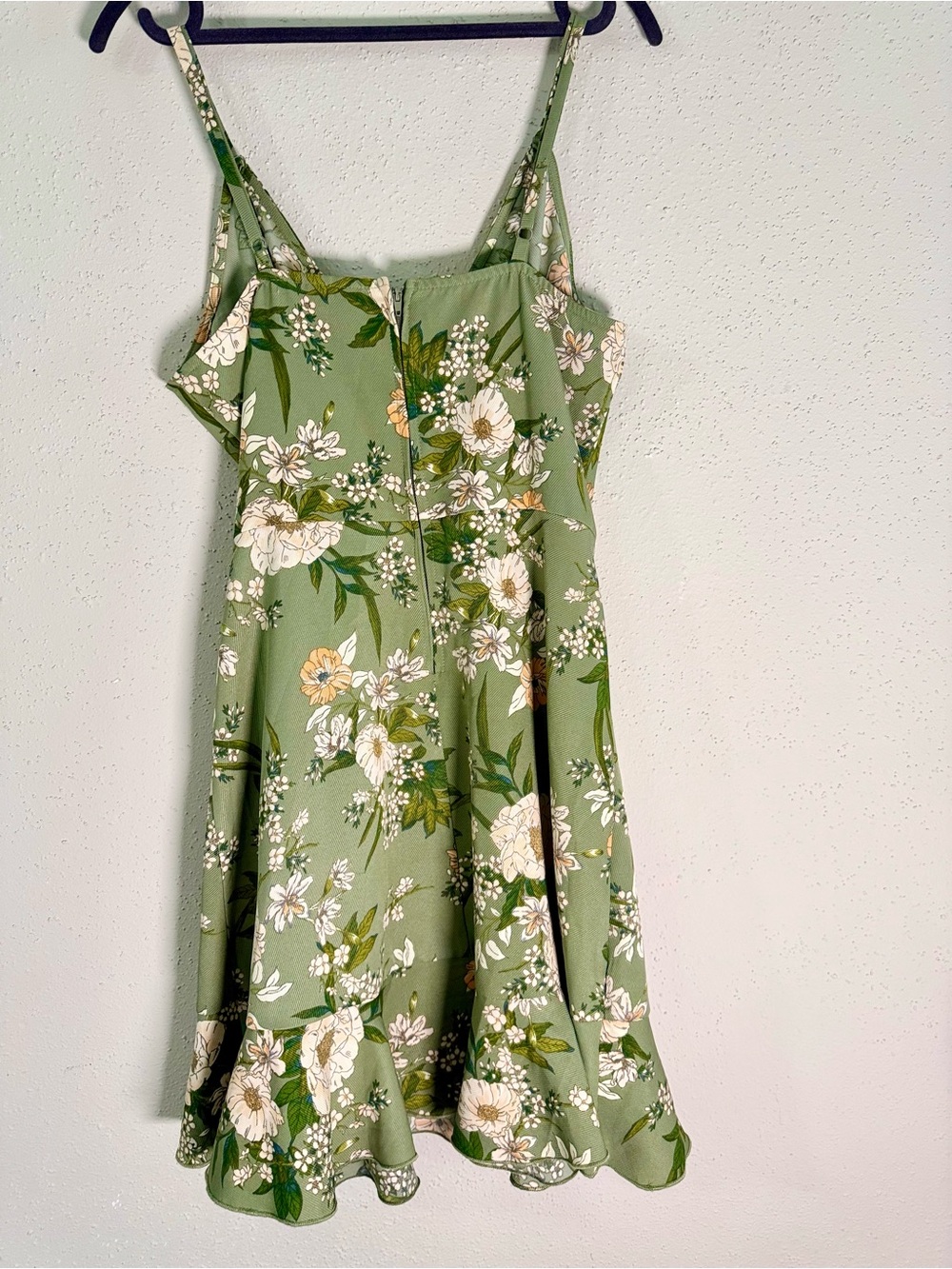 Speechless Floral Faux Wrap Mini Dress Sage Green Size L - Picture 6 of 8